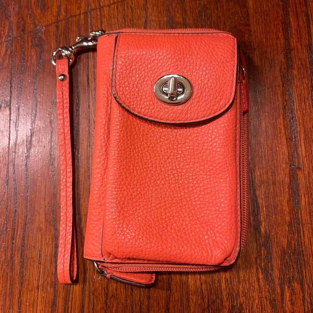 Stylish Orange Leather Phone Wallet